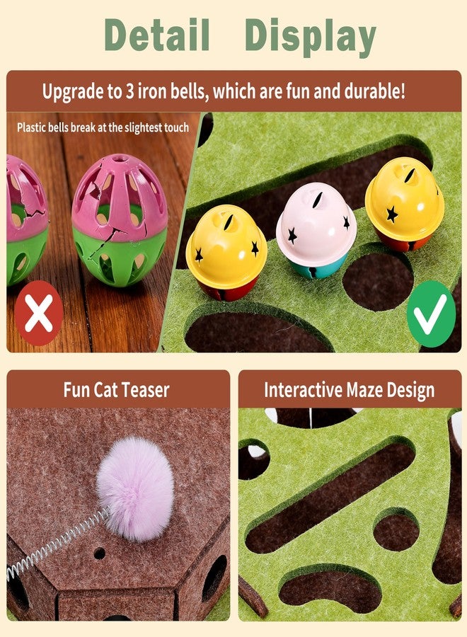 Interactive Cat Puzzle Toy for Indoor Cats, Felt Cat Puzzle Feeder Box with 3 Metal Balls and Wand. Cat Scratch Puzzle Enrichment Box for Self-Play & Encourages Hunting Instincts. - Image 5