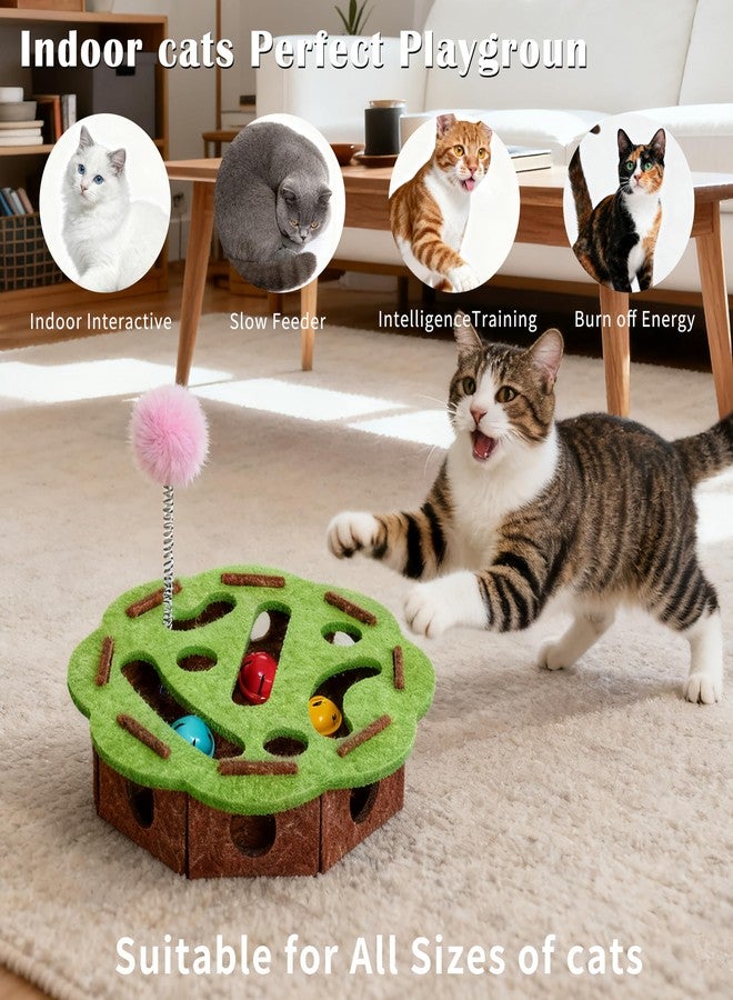 Interactive Cat Puzzle Toy for Indoor Cats, Felt Cat Puzzle Feeder Box with 3 Metal Balls and Wand. Cat Scratch Puzzle Enrichment Box for Self-Play & Encourages Hunting Instincts. - Image 2