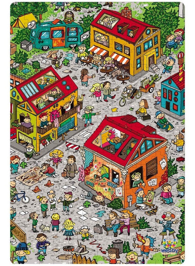 Webby City Life Illustration Wooden Jigsaw Puzzle, 252 Pieces- Multicolour - Image 2