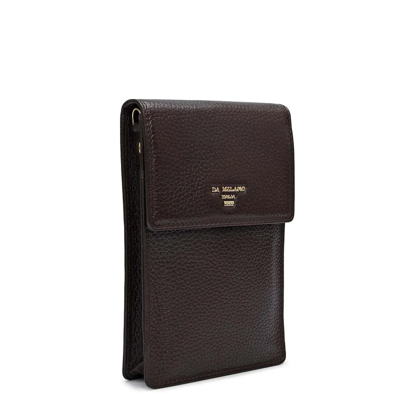 Da Milano Wax Leather Passport Case - Chocolate