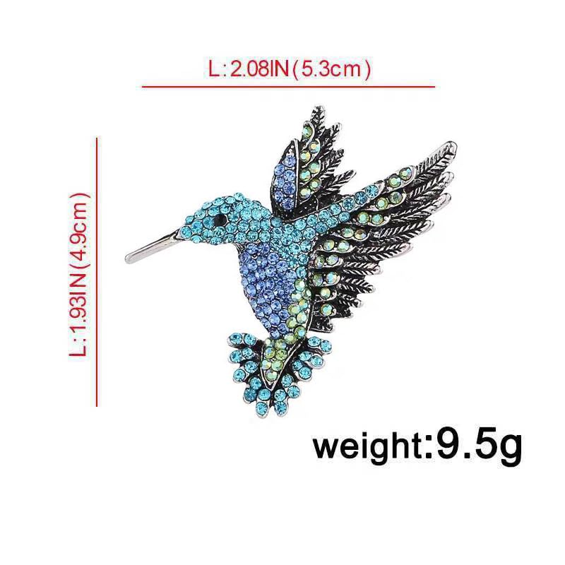 POYAMUSE Elegant Vintage Hummingbird Brooch for Women - Designer Rhinestone Bird Pin Jewelry for Women - DoubleBlue - Image 2