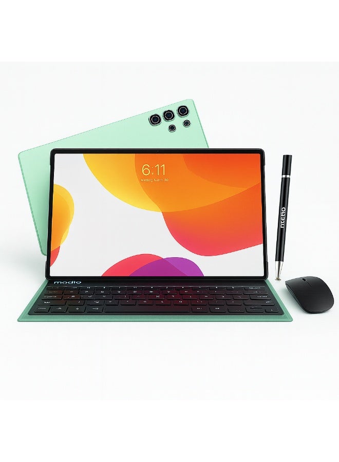 MODIO TAB Modio M39 Tablet – 10.1 Inch HD IPS Display, Android 13, 12+512GB, Dual SIM 4G, 13MP+5MP Camera, 8000mAh Battery, with Keyboard, Mouse, Pen, Case & OTG Adapter (Green) - Image 1
