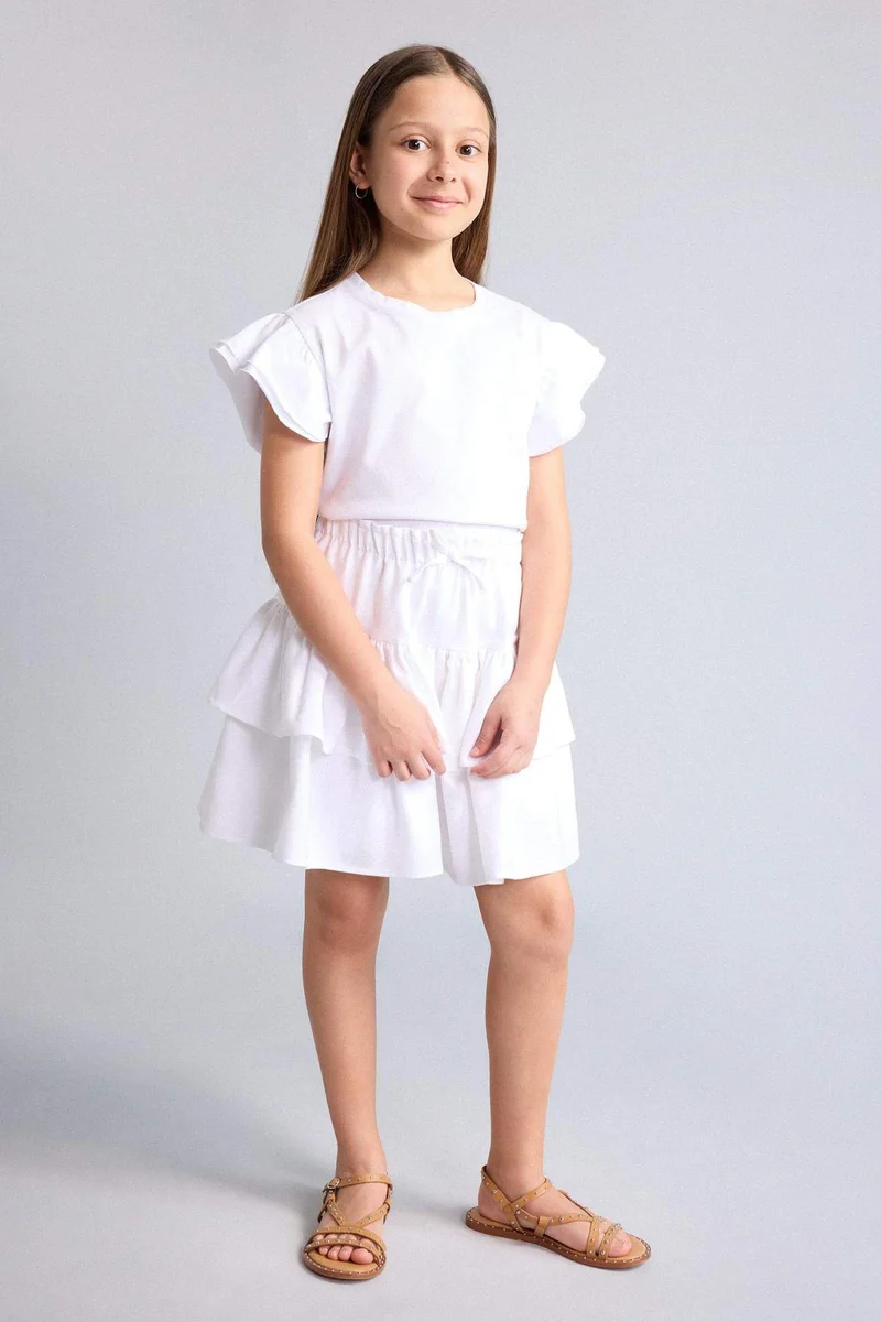 ديفاكتو Girl Linen Look Skirt