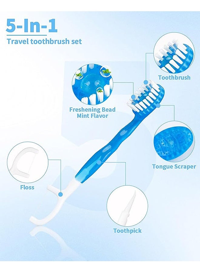 MXN Manual Toothbrushes, 5 in 1 Mini Brush, 12 Packs Disposable Toothbrushes with Toothpaste Mini Toothbrushes Individually Wrapped Box Oral Care On The Go Prepasted Travel Toothbrush - Image 3