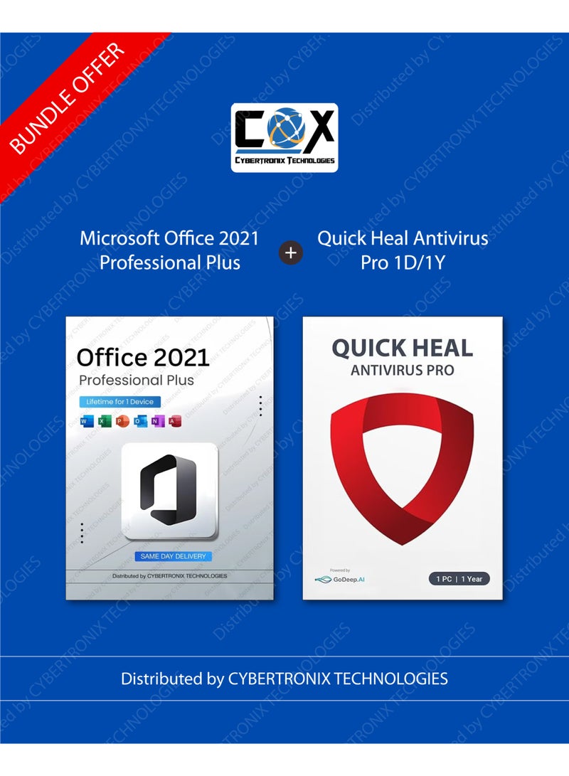 Quick Heal Office 2021 Professional Plus - Lifetime Subscription for 1 Device  + Quick Heal Antivirus Pro for 1 Window Device 1 Year |Digital License | SAME DAY DELIVERY - Image 1