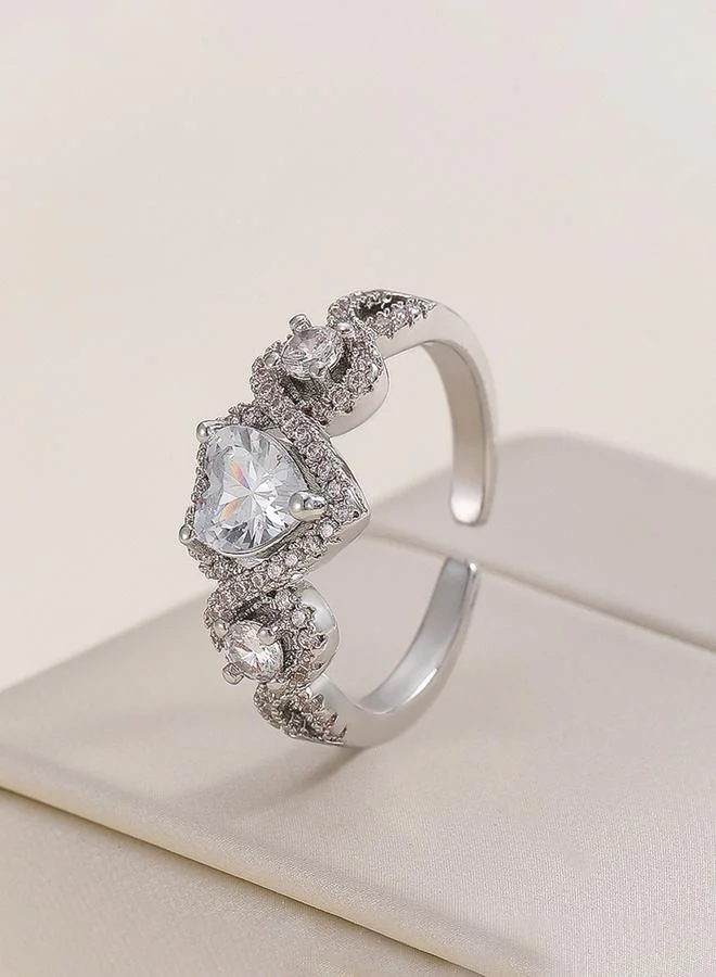 Take Two  Silver Embellished Heart Ring for Women | Best Price UAE