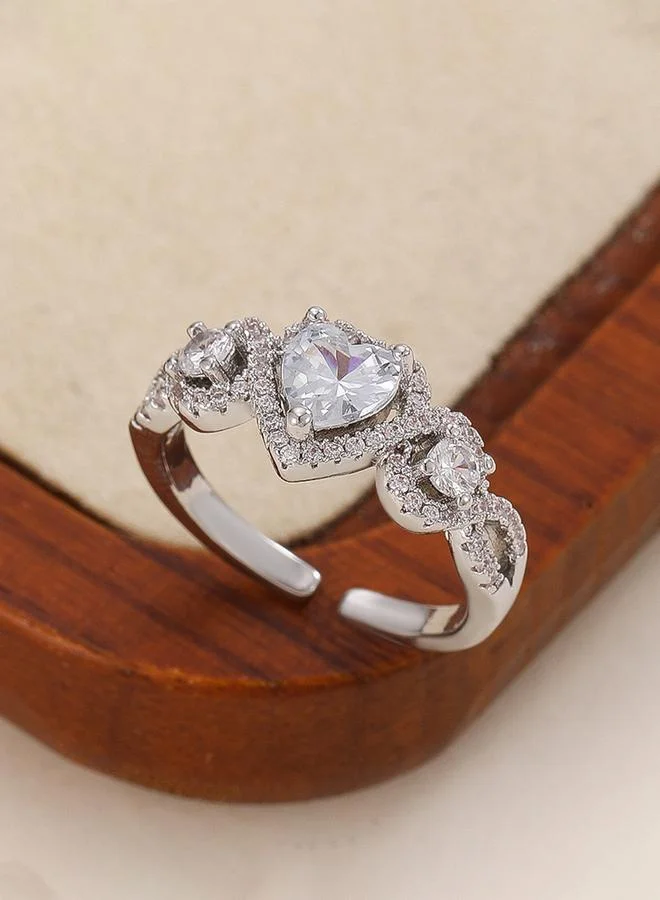 Take Two  Silver Embellished Heart Ring for Women | Best Price UAE