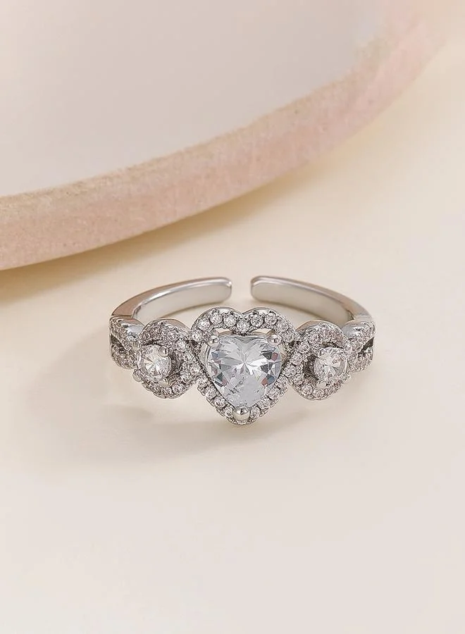 Take Two  Silver Embellished Heart Ring for Women | Best Price UAE
