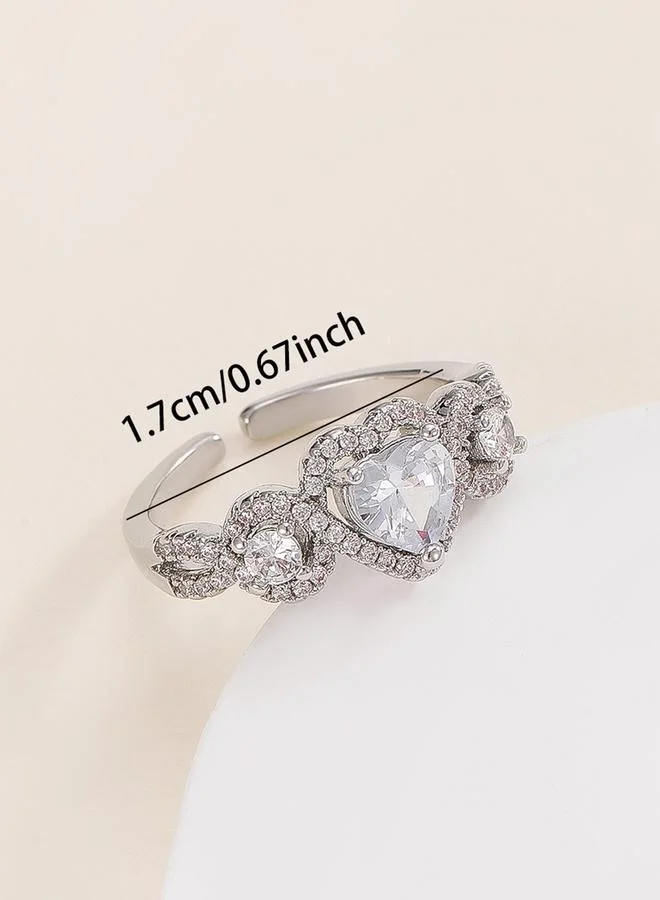 Take Two  Silver Embellished Heart Ring for Women | Best Price UAE
