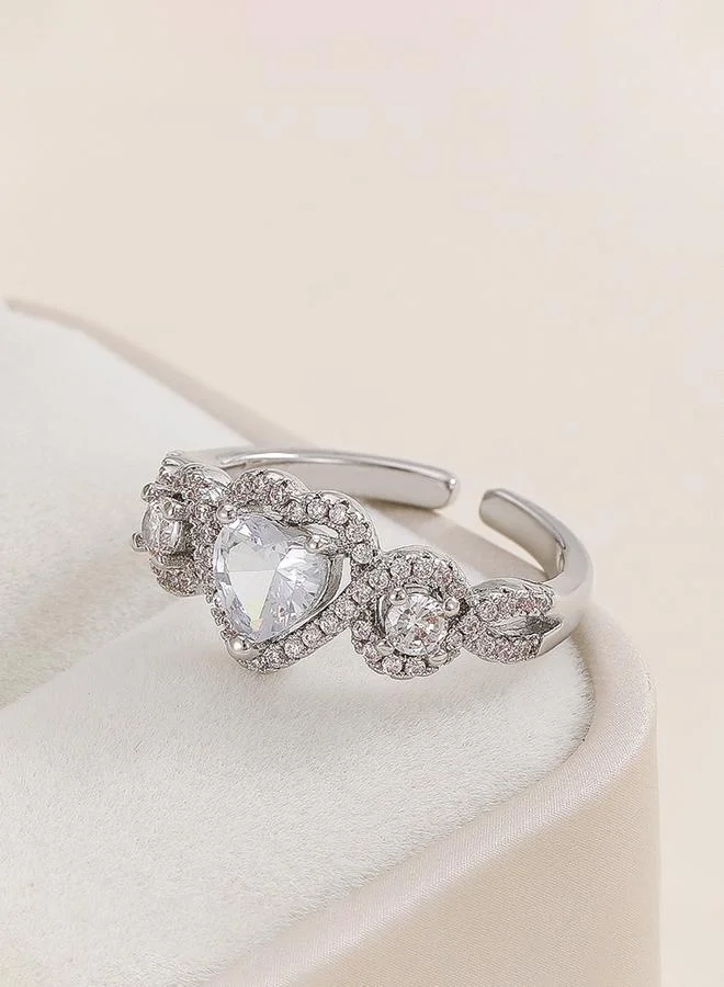 Take Two  Silver Embellished Heart Ring for Women | Best Price UAE