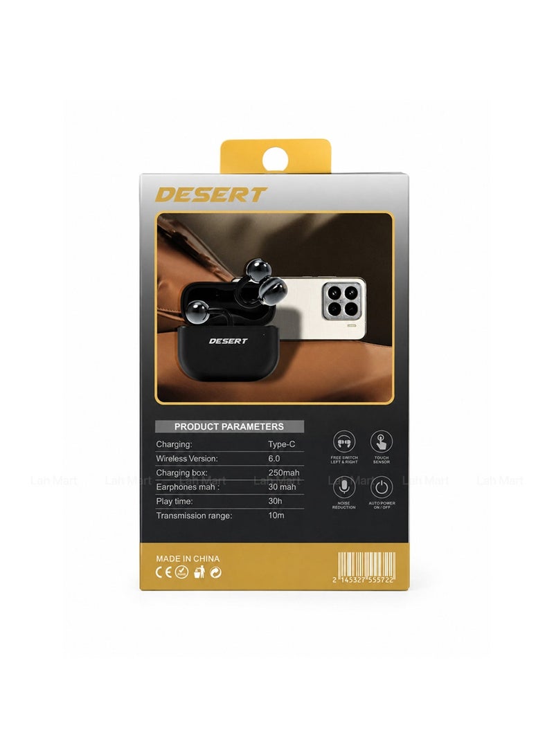 Desert Premium Wireless Earbuds with ENC, 30H Playback, Touch Controls & Type-C Charging Case - Image 4