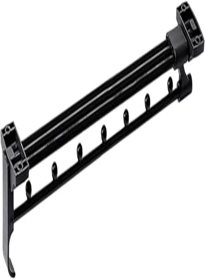 25-60cm Retractable Closet Hanging Rod for Clothes Pants 7 Hooks, Space Saving Expandable Clothes Rod for Wardrobe, Adjustable Clothes Rod Holds up to 20 Closures, Painted Black 