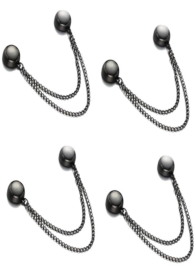 KIDWILL 2Pcs Magnetic Clothing Clips, Multi-Function Magnetics Pinless Brooch, Powerful Hijab Magnets with Chain, T-Shirt Shortening Magnetic Closure for Cinch T-Shirt Hems, Sleeves, Collar (Black) - Image 1