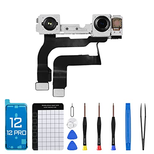 DGSCSMY for iPhone 12 Front Camera Replacement for iPhone 12 pro Repair Kit OEM 12MP 6.1" Facing Lens Module Part Structured Light Receiver Transmitter Flex Cable Fix Tool for A2172 A2402 A2403 A2404 - Image 1