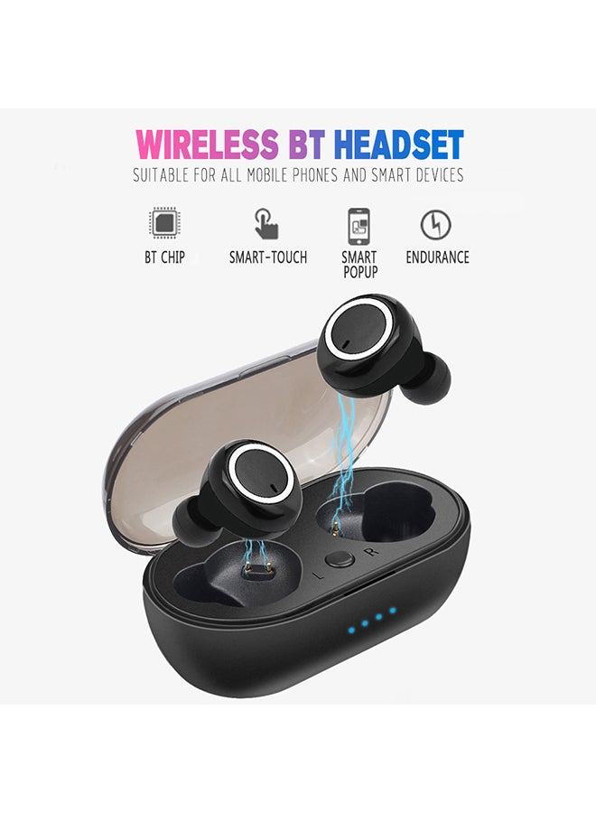 سماعة أذن TWS لاسلكية تعمل بتقنية البلوتوث 5.0 مزودة بخاصية التحكم باللمس مع ميكروفون وعلبة شحن وسماعات أذن منخفضة زمن الاستجابة، متوافقة مع أجهزة التابلت التي تعمل بنظام أندرويد وiOS وأجهزة الكمبيوتر أسود/أبيض - Image 2