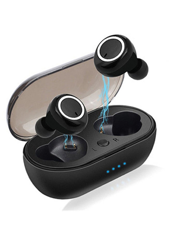 سماعة أذن TWS لاسلكية تعمل بتقنية البلوتوث 5.0 مزودة بخاصية التحكم باللمس مع ميكروفون وعلبة شحن وسماعات أذن منخفضة زمن الاستجابة، متوافقة مع أجهزة التابلت التي تعمل بنظام أندرويد وiOS وأجهزة الكمبيوتر أسود/أبيض - Image 1