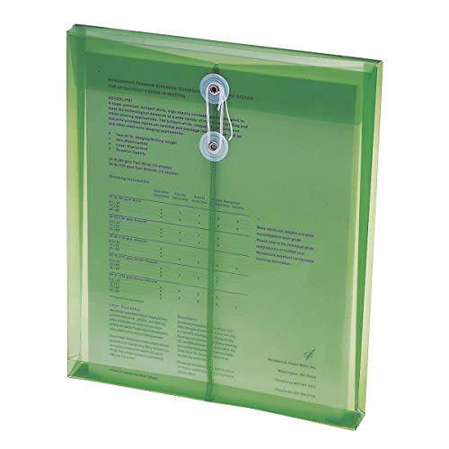 Smead Poly Envelope, 1-1/4" Expansion, String-Tie Closure, Top Load, Letter Size, Green, 5 per Pack (89543) - Image 1