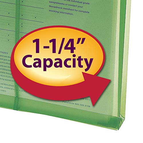Smead Poly Envelope, 1-1/4" Expansion, String-Tie Closure, Top Load, Letter Size, Green, 5 per Pack (89543) - Image 3