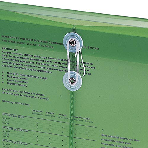 Smead Poly Envelope, 1-1/4" Expansion, String-Tie Closure, Top Load, Letter Size, Green, 5 per Pack (89543) - Image 4