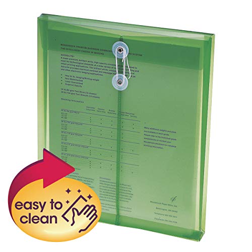 Smead Poly Envelope, 1-1/4" Expansion, String-Tie Closure, Top Load, Letter Size, Green, 5 per Pack (89543) - Image 2