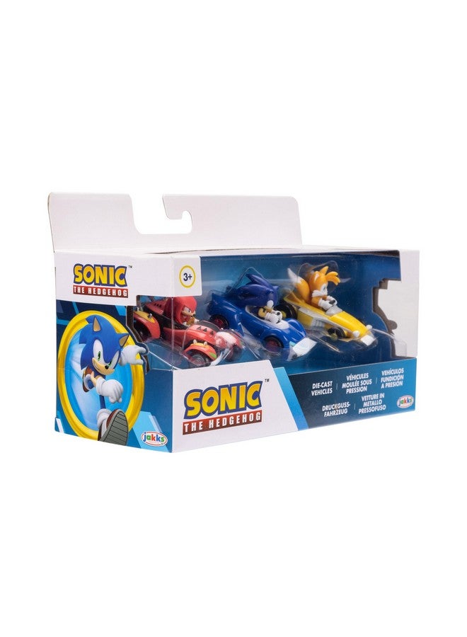 Sonic The Hedgehog 1:64 Die-cast Vehicles 3-Pack Knuckles, Sonic and Tails. Ages 3+ (Officially Licensed by Sega) - Image 5