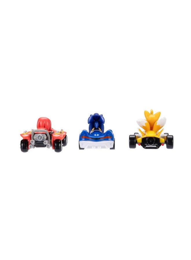 Sonic The Hedgehog 1:64 Die-cast Vehicles 3-Pack Knuckles, Sonic and Tails. Ages 3+ (Officially Licensed by Sega) - Image 2