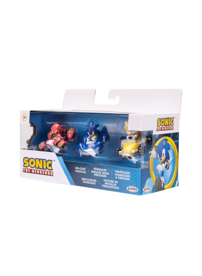 Sonic The Hedgehog 1:64 Die-cast Vehicles 3-Pack Knuckles, Sonic and Tails. Ages 3+ (Officially Licensed by Sega) - Image 3