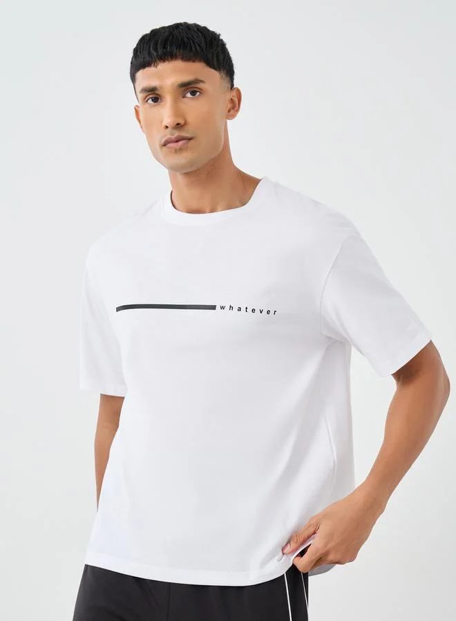 Styli Styli Slogan Print Crew Neck Oversized T-Shirt