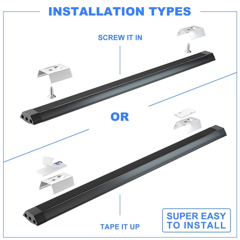 MYPLUS Under Cabinet Lights, 12" Touch Activated and Dimmable Aluminum LED Bar for Kitchen, Workbench and Desk, Warm White 3000K, Plug-in, Black. - Image 5