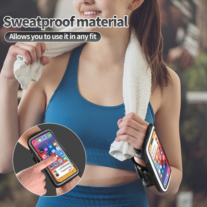 Kebrela Wristband Phone Holder for Running, Forearm Armbands, Running Armband with Card Slot for iPhone Pro Max Plus (16/15/14/13/12/11/X/XR), for Galaxy S24/S10, Cell Phone Holder Up to 7.0'' Phone - Image 3