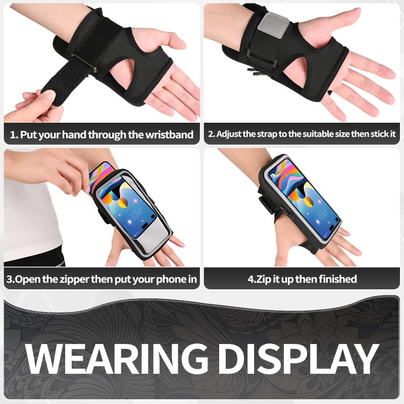 Kebrela Wristband Phone Holder for Running, Forearm Armbands, Running Armband with Card Slot for iPhone Pro Max Plus (16/15/14/13/12/11/X/XR), for Galaxy S24/S10, Cell Phone Holder Up to 7.0'' Phone - Image 5