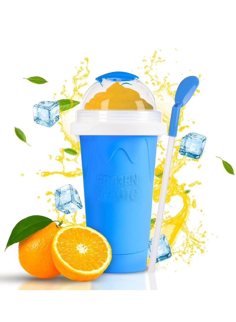 DIY Slushy Maker Cup Magic Double Layer Squeeze Quick Frozen Smoothies Cup Cooling Maker with Straw and Spoon Ice Cream Maker for Kids and Family - Image 1