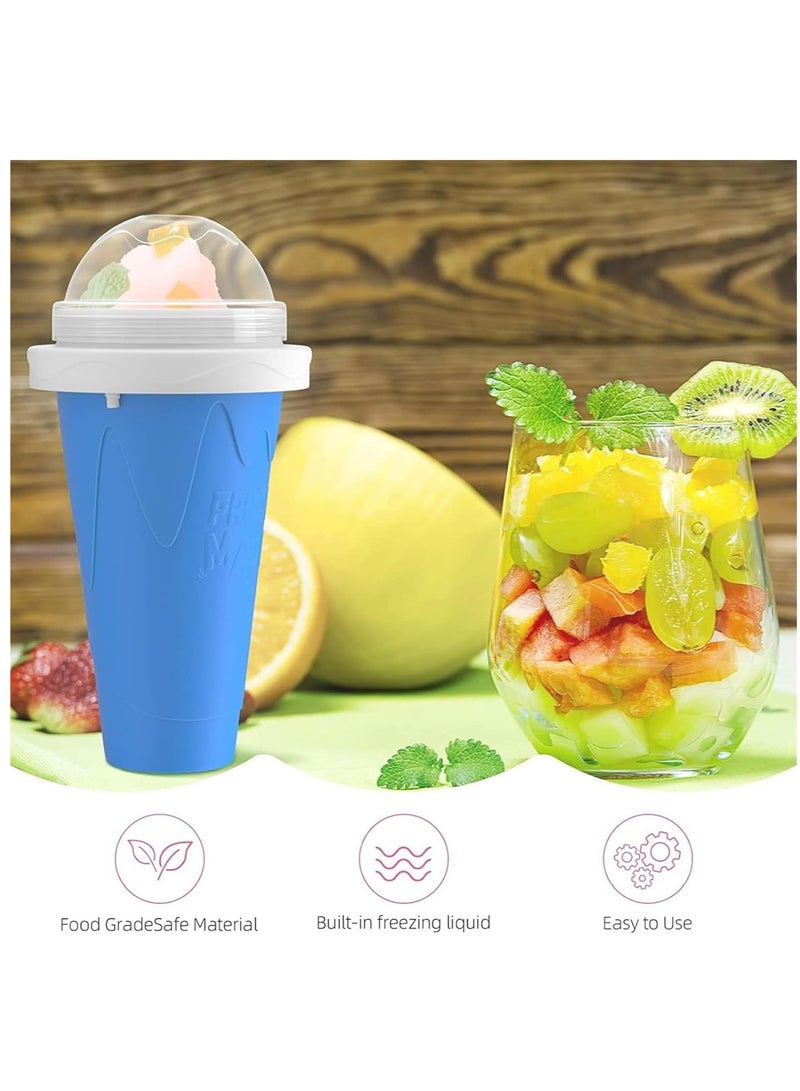 DIY Slushy Maker Cup Magic Double Layer Squeeze Quick Frozen Smoothies Cup Cooling Maker with Straw and Spoon Ice Cream Maker for Kids and Family - Image 4