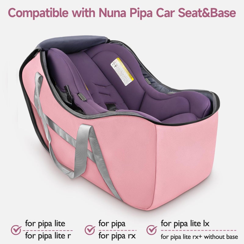 YOREPEK Infant Carseat Cover for Airplane Travel Compatible with All Nuna Pipa Car Seat and Base, Uppababy Mesa and Base, Padded Car Seat Bags for Air Travel, Car Seat Bag with 5 Protective Feet,Pink - Image 2