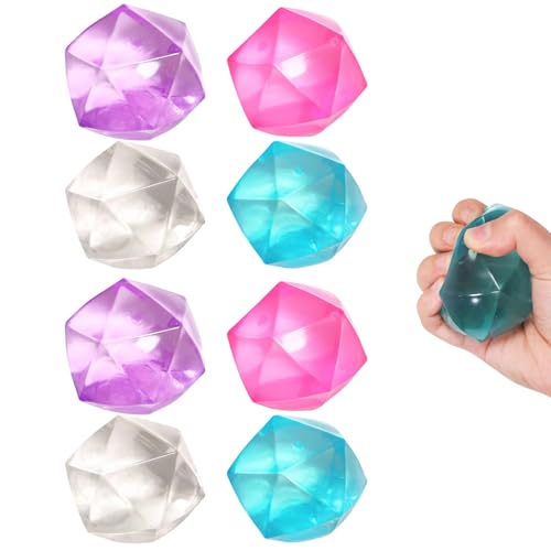 FauKait 8pcs Mini Small 18inch Masonry Ice Squishy Stress BallsPolyhedron Diamond Sugar Balls Slow RiseFidget Toy for Kids Gel Filled Classroom Calming Toys Anxiety Children Teens 8pcs - Image 1