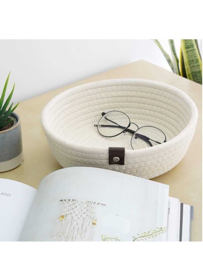 DUNISO Set of 3 Rope Woven Storage Baskets Set For Organizing, Thick Cotton Rope Hand Woven Storage Basket, Durable Nursery Baskets Organizer Bins For Baby Toys (Off White)  - Image 5