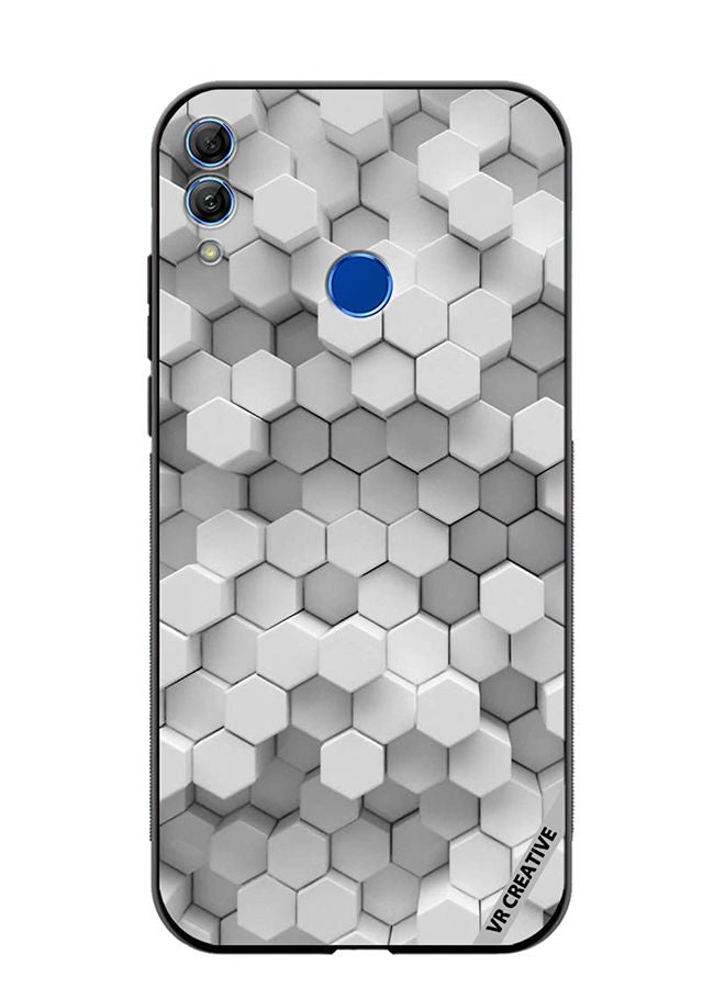 Protective Case Cover For Honor 10 Lite 3D Gray White Honeycombs Brick Wall Stairway Decoration Design Multicolour