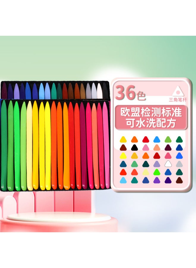 mriya Children's Non-dirty Hand Crayon 36 Color Triangle Plastic Wax Brush Kindergarten Painting Oil Painting Stick Color Brush Washable - Image 1