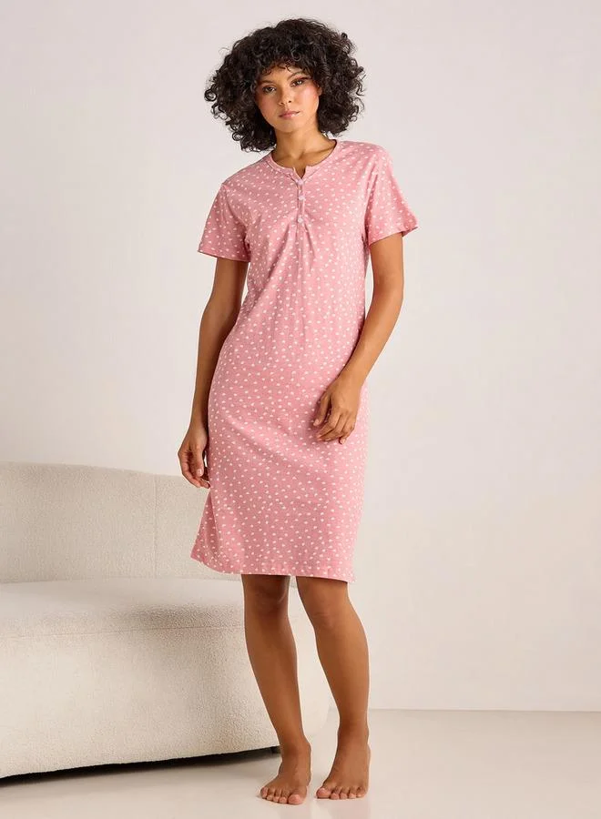 سبلاش فيڤ Printed Sleepshirt with Short Sleeves