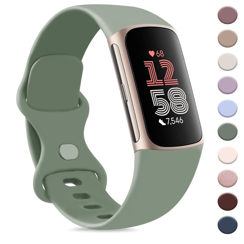 AK حزام AK Sport متوافق مع أساور Fitbit Charge 6 / Fitbit Charge 5 للنساء والرجال، أشرطة استبدال ناعمة كلاسيكية للأساور Fitbit Charge 6 / 5 متقدمة لمراقبة اللياقة البدنية والصحة (أفوكادو) - Image 1