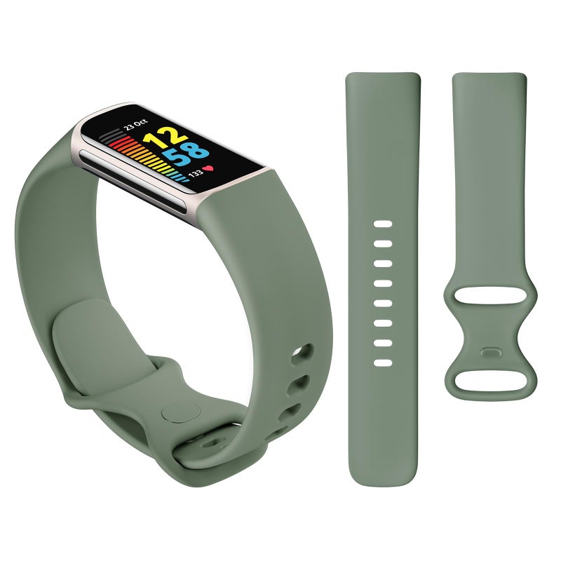 AK حزام AK Sport متوافق مع أساور Fitbit Charge 6 / Fitbit Charge 5 للنساء والرجال، أشرطة استبدال ناعمة كلاسيكية للأساور Fitbit Charge 6 / 5 متقدمة لمراقبة اللياقة البدنية والصحة (أفوكادو) - Image 5