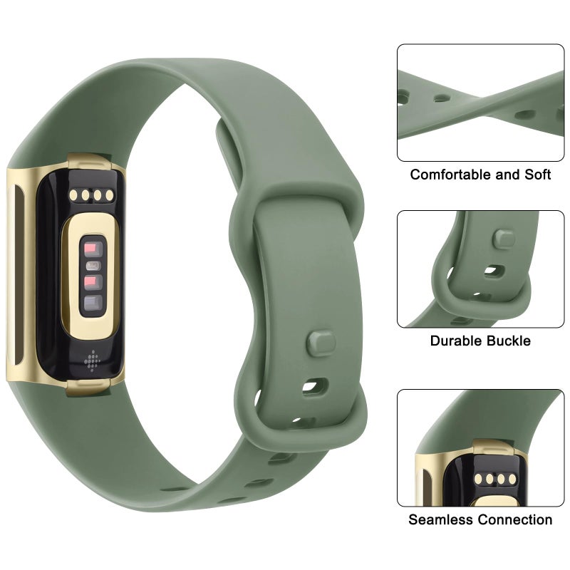 AK حزام AK Sport متوافق مع أساور Fitbit Charge 6 / Fitbit Charge 5 للنساء والرجال، أشرطة استبدال ناعمة كلاسيكية للأساور Fitbit Charge 6 / 5 متقدمة لمراقبة اللياقة البدنية والصحة (أفوكادو) - Image 4