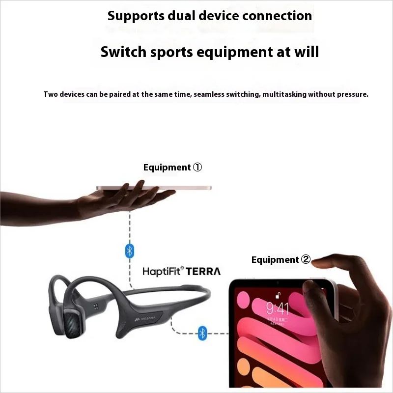 Mojawa Terra Wireless Smart Bone Conduction Sports Swimming Headset, Black - Image 5