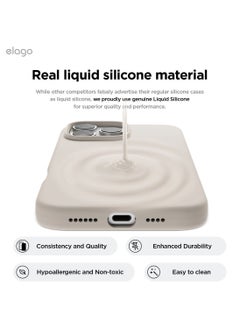 Elago Liquid Silicone for iPhone 16 Pro MAX Case Cover Full Body Protection, Shockproof, Slim, Anti-Scratch Soft Microfiber Lining - Stone  - Image 3