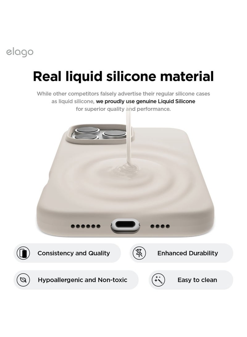 Elago Liquid Silicone for iPhone 16 Pro MAX Case Cover Full Body Protection, Shockproof, Slim, Anti-Scratch Soft Microfiber Lining - Stone - Image 3