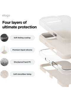 Elago Liquid Silicone for iPhone 16 Pro MAX Case Cover Full Body Protection, Shockproof, Slim, Anti-Scratch Soft Microfiber Lining - Stone  - Image 4