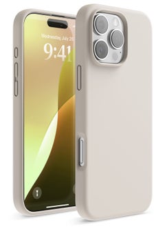 Elago Liquid Silicone for iPhone 16 Pro MAX Case Cover Full Body Protection, Shockproof, Slim, Anti-Scratch Soft Microfiber Lining - Stone  - Image 1
