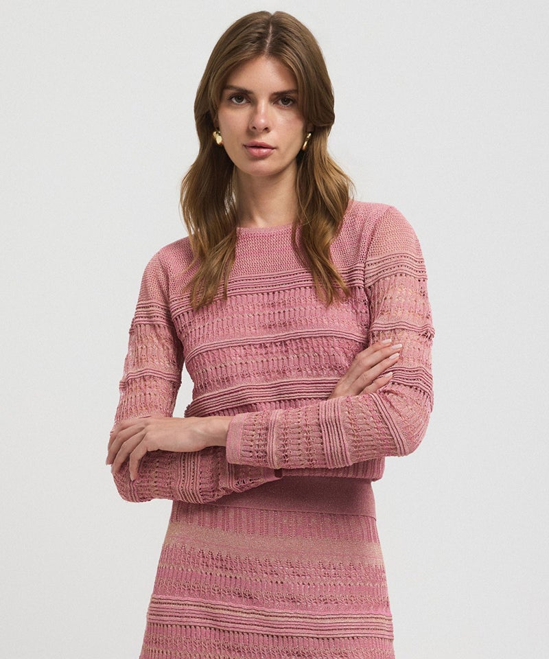 Ipekyol Contrast Textured Knit Sweater - Image 1