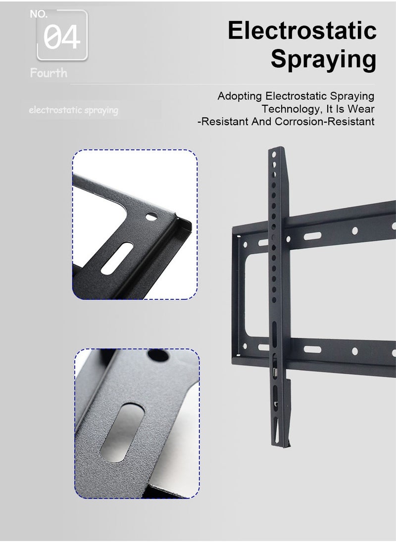 TV Wall Mount Bracket for 26-65 Inch Flat Screen TVs, Fixed Space-Saving Design with 50KG Load Capacity, 23mm from Wall, VESA 200x200-400x400mm