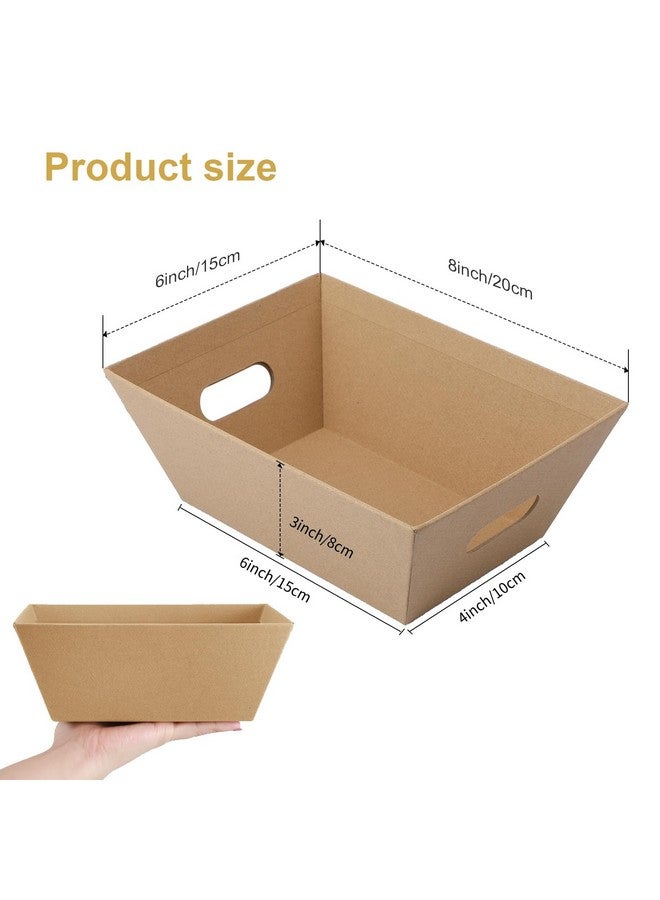 Canlierr 50 Pcs Empty Gift Basket Set 12 Basket for Gifts Empty Kraft Market Tray Cardboard Basket with Handles, 18 Bags, and 20 Multicolor Bows for Wedding Birthday Easter, 8 x 6 x 3 Inches - Image 2